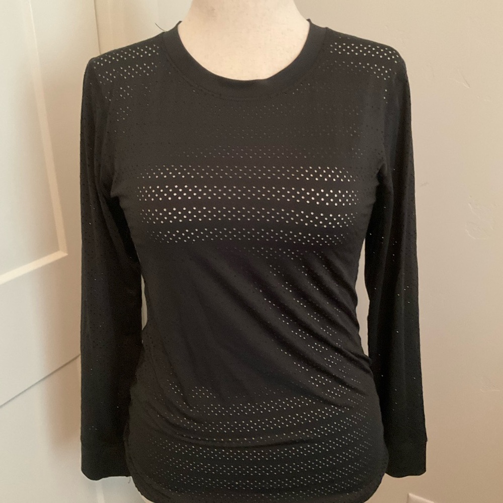 ZYIA Black Perforated Long Sleeve Top